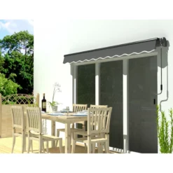 Store Banne Motorisé 395x300cm EASY Toile Polyester Grise - X-METAL -Jardin Abri Boutique store banne motorise 395x300cm easy toile polyester grise x metal 2