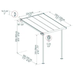 Toit De Terrasse 224x224cm En Aluminium Blanc Et Polycarbonate 6mm SIERRA - Canopia By Palram -Jardin Abri Boutique toit de terrasse 224x224cm en aluminium blanc et polycarbonate 6mm sierra palram 2