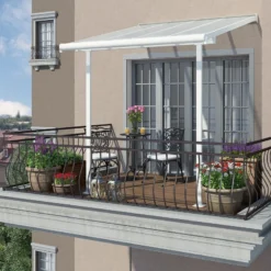 Toit De Terrasse 224x224cm En Aluminium Blanc Et Polycarbonate 6mm SIERRA - Canopia By Palram -Jardin Abri Boutique toit de terrasse 224x224cm en aluminium blanc et polycarbonate 6mm sierra palram 4