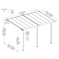 Toit De Terrasse 224x448cm En Aluminium Blanc Et Polycarbonate 6mm SIERRA - Canopia By Palram -Jardin Abri Boutique toit de terrasse 224x448cm en aluminium blanc et polycarbonate 6mm sierra palram 2