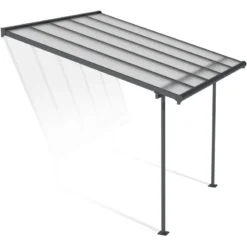 Toit De Terrasse 299x314cm En Aluminium Gris Et Polycarbonate 6mm SIERRA - Canopia By Palram -Jardin Abri Boutique toit de terrasse 299x314cm en aluminium gris et polycarbonate 6mm sierra canopia by palram 2