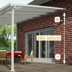 Toit De Terrasse 300x305cm En Aluminium Gris Et Polycarbonate 8mm FERIA - Canopia By Palram -Jardin Abri Boutique toit de terrasse 300x305cm en aluminium gris et polycarbonate 8mm feria palram 3
