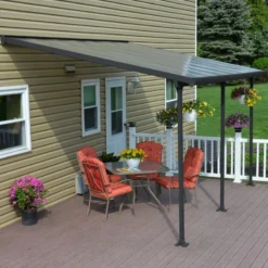 Toit De Terrasse 300x425cm En Aluminium Gris Et Polycarbonate 8mm FERIA - Canopia By Palram -Jardin Abri Boutique toit de terrasse 300x425cm en aluminium gris et polycarbonate 8mm feria palram 3