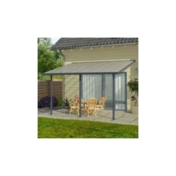 Toit De Terrasse 300x800cm En Alu Gris Anthracite Et Polycarbonate 8mm PATIO