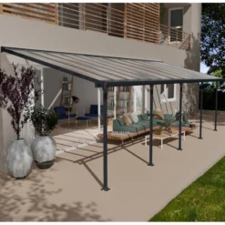 Toit De Terrasse 300x915cm En Aluminium Gris Et Polycarbonate 8mm FERIA - Canopia By Palram