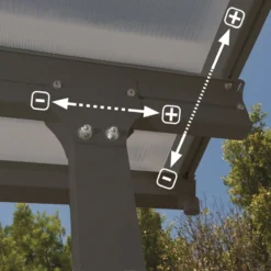 Toit De Terrasse 300x1276cm En Aluminium Gris Et Polycarbonate 8mm FERIA - Canopia By Palram -Jardin Abri Boutique toit de terrasse 3x1276m en aluminium gris et polycarbonate 8mm feria palram 3