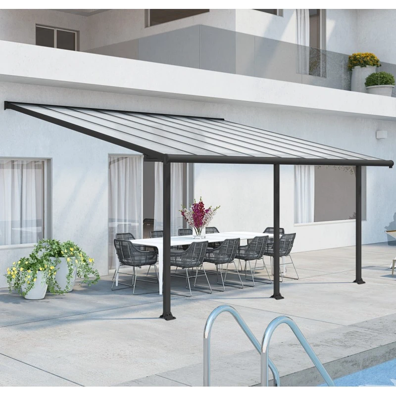 Toit De Terrasse En Aluminium Gris 3x5,46m + PC 16mm Olympia - Palram - Canopia 1 Toit De Terrasse En Aluminium Gris 3x5,46m + PC 16mm Olympia - Palram - Canopia