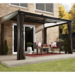 Tonnelle Adossée Budapest 364x288cm En Aluminium Avec Toit Rétractable - SOJAG -Jardin Abri Boutique tonnelle adossee budapest 364x288cm en aluminium avec toit retractable sojag 3