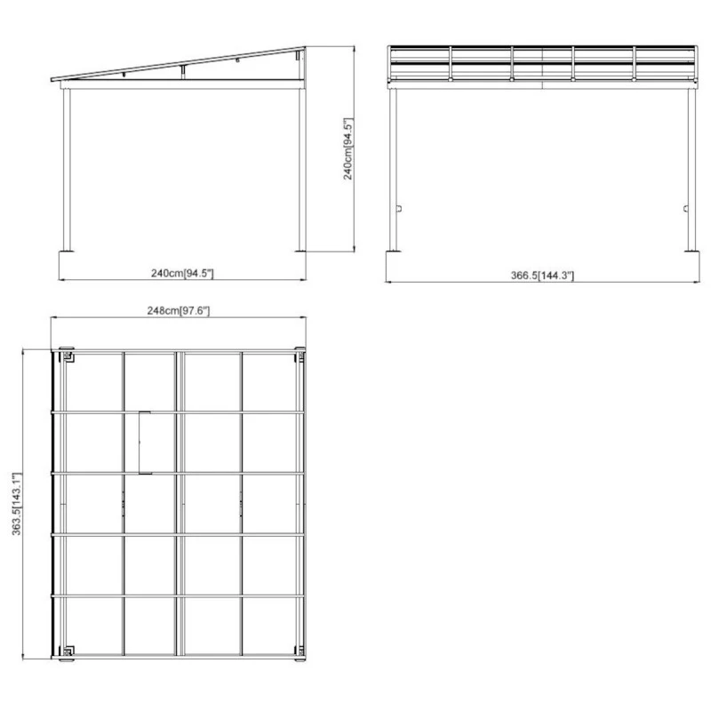 Tonnelle Adossée St. Barth 363x248cm En Aluminium Et Polycarbonate 8mm - SOJAG 4 Tonnelle Adossée St. Barth 363x248cm En Aluminium Et Polycarbonate 8mm - SOJAG – Image 4