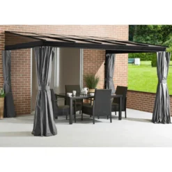 Tonnelle Adossée St. Barth 363x298cm En Aluminium Et Polycarbonate 8mm - SOJAG