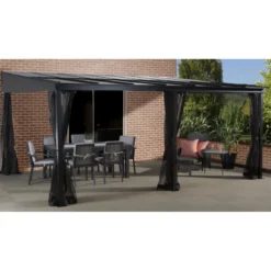 Tonnelle Adossée St. Barth 424x296cm En Aluminium Et Polycarbonate 8mm - SOJAG