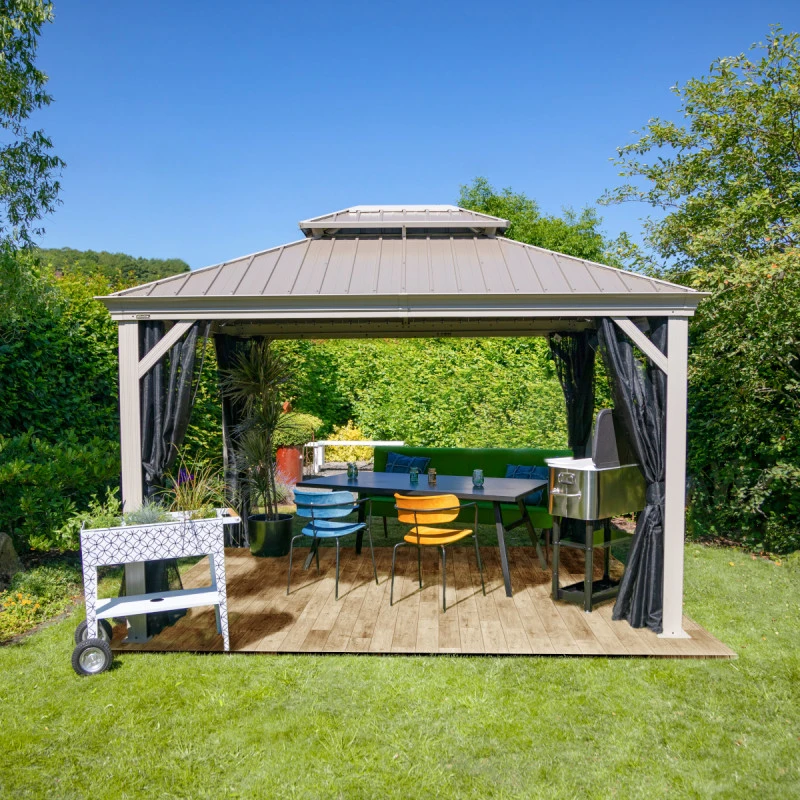 Tonnelle De Jardin Messina 363x483cm En Aluminium Thermolaqué Champagne– SOJAG 1 Tonnelle De Jardin Messina 363x483cm En Aluminium Thermolaqué Champagne– SOJAG