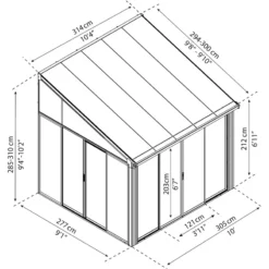 Véranda 300x305cm En Aluminium Blanc Et Polycarbonate 8mm Sanremo - Canopia By Palram -Jardin Abri Boutique veranda 300x425cm en aluminium blanc et polycarbonate 8mm sanremo palram canopia 2