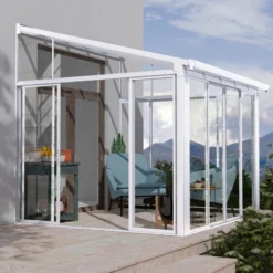 Véranda 300x305cm En Aluminium Blanc Et Polycarbonate 8mm Sanremo - Canopia By Palram -Jardin Abri Boutique veranda 300x425cm en aluminium blanc et polycarbonate 8mm sanremo palram canopia 3