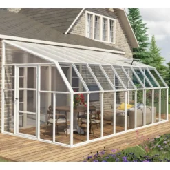 Véranda En PVC Et Polycarbonate Transparent 258x570cm Sun Room - Canopia By Palram